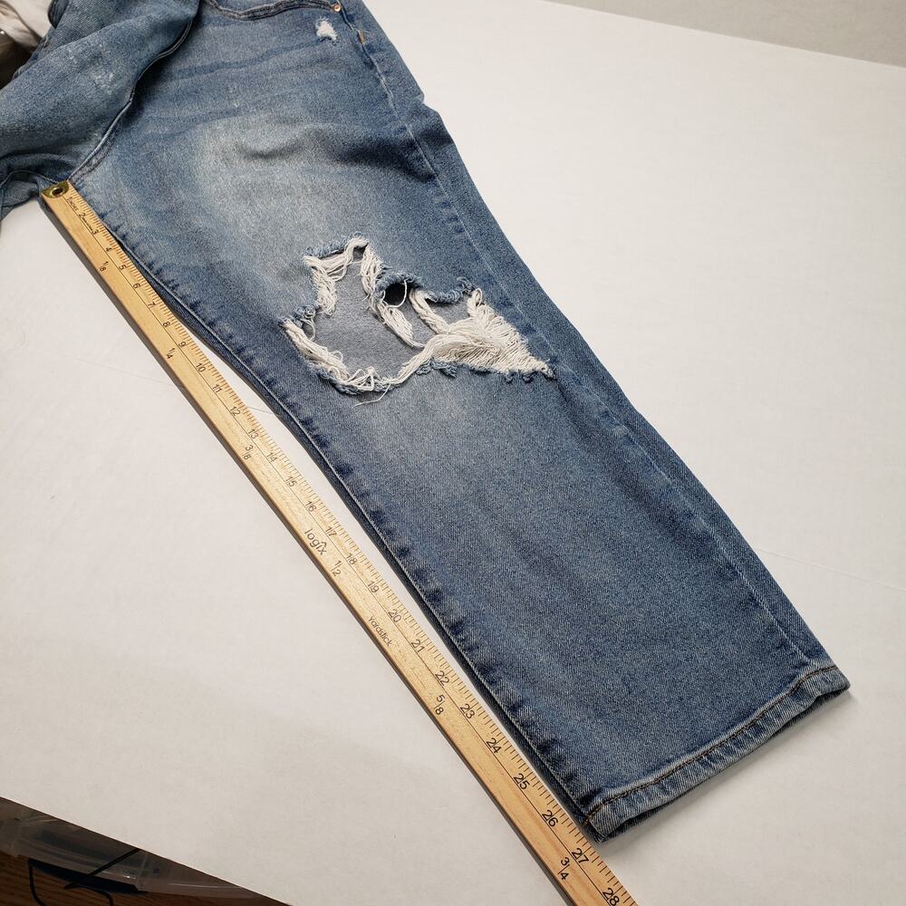 No Boundaries Jeans Womens 21 Blue Medium Wash Distressed Thrashed High Rise - Picture 8 of 16